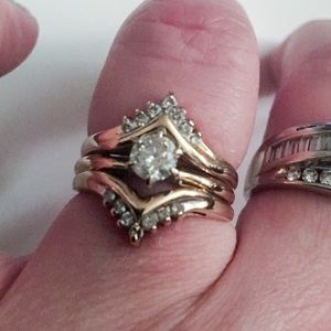 14K Solid Gold Real Large Diamond Wedding Ring